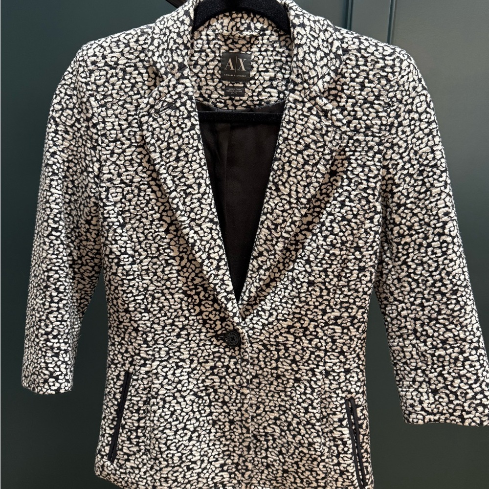Armani Exchange Black and White Patterned Women's Blazer